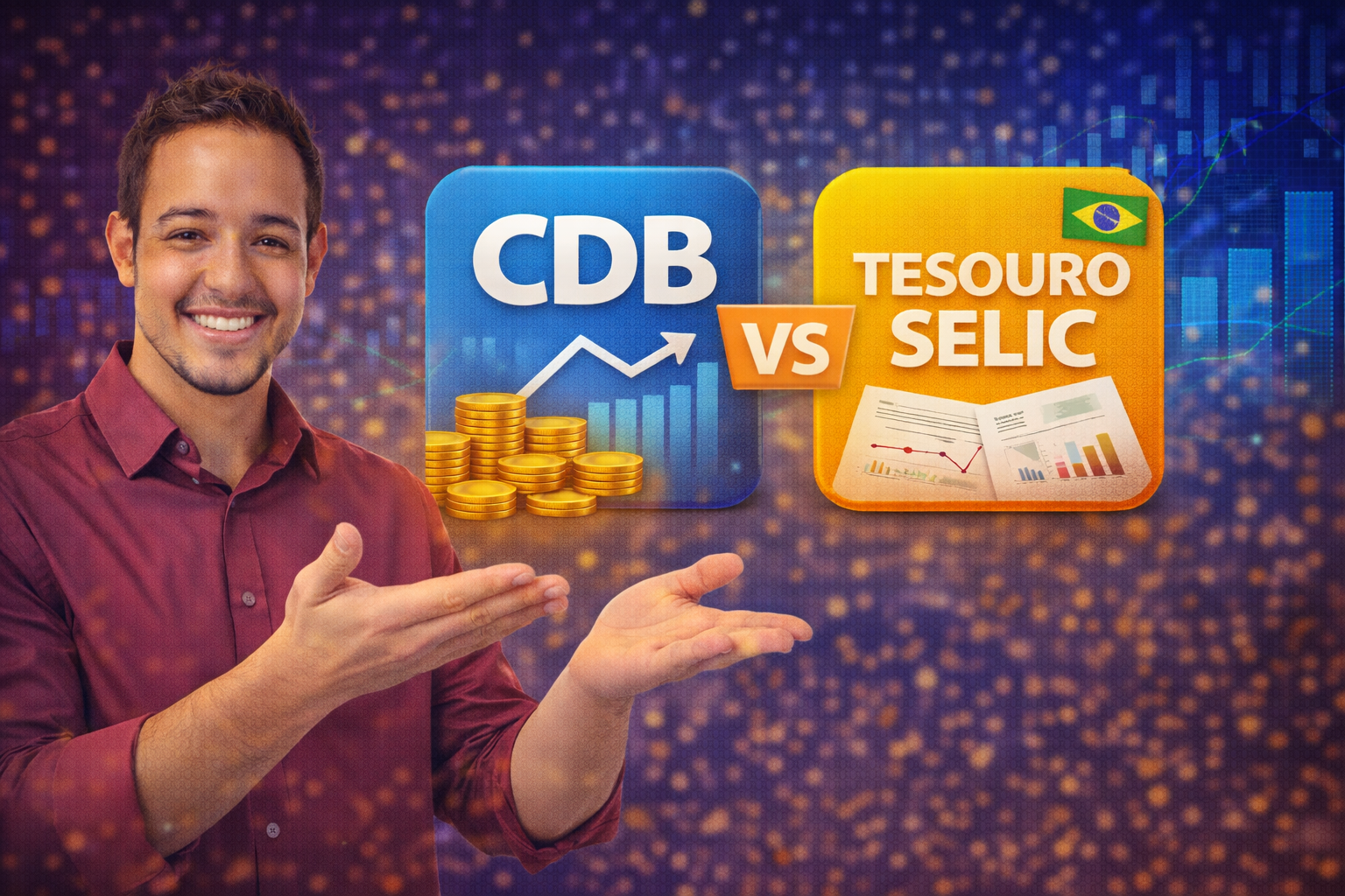 Comparação entre CDB e Tesouro Selic para investimentos em 2026